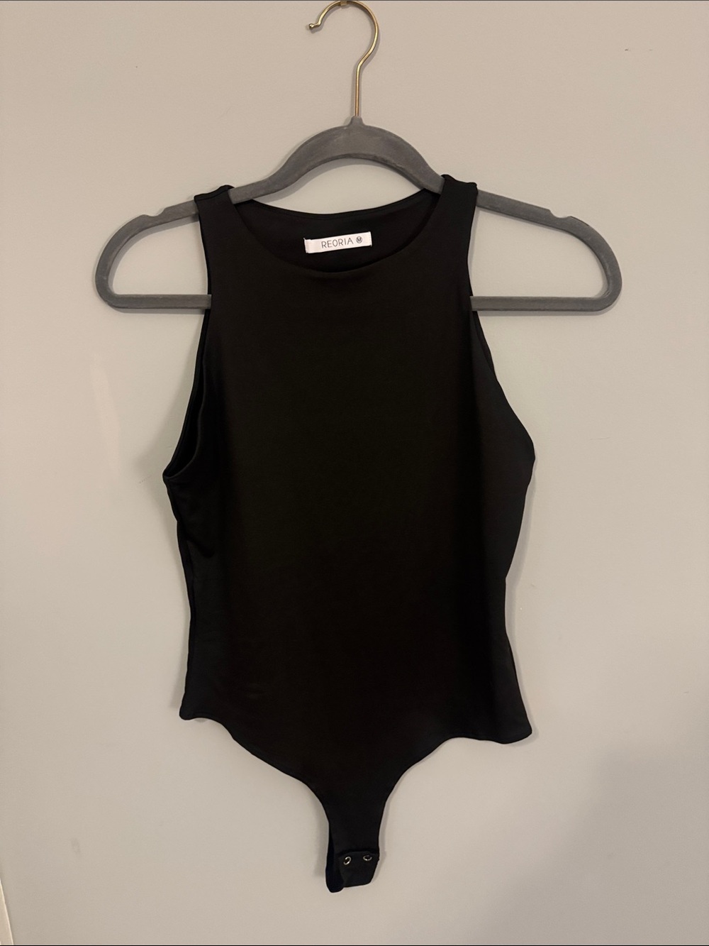 ReoRia Black Sleeveless High Neck Stretch Bodysuit